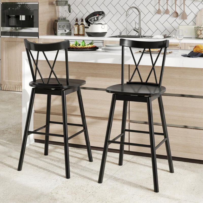 Hivvago Set of 2 Windsor Bar Stool with Ergonomic Backrest and Footrests image number 7