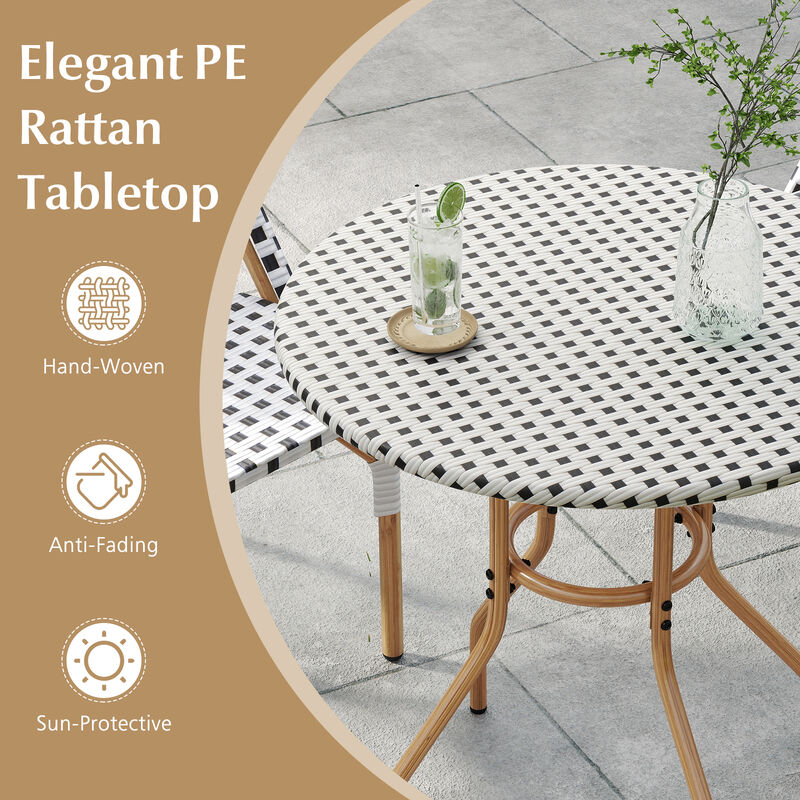Heavy Duty Outdoor Bistro Table with Metal Frame and Leveling Foot Pads-White image number 7