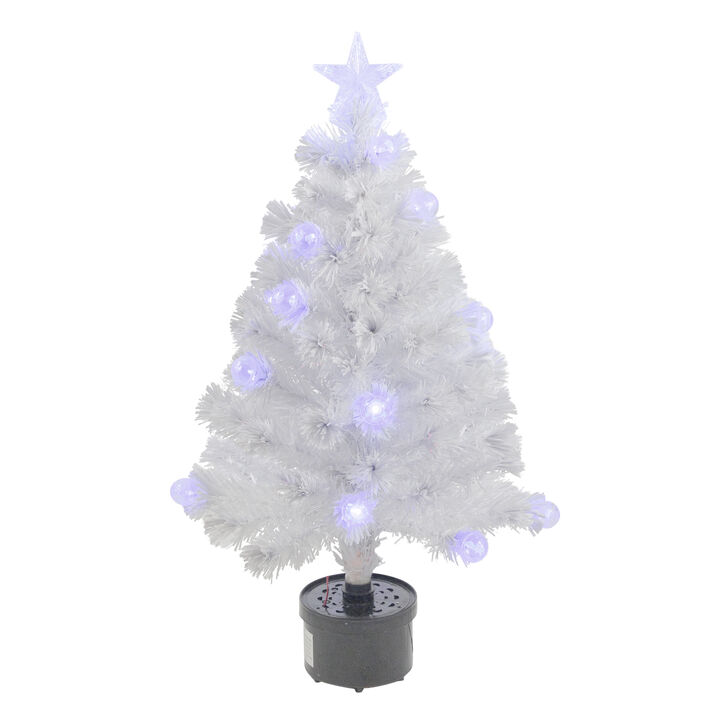 3' Pre-Lit White Fiber Optic Artificial Christmas Tree  White Lights