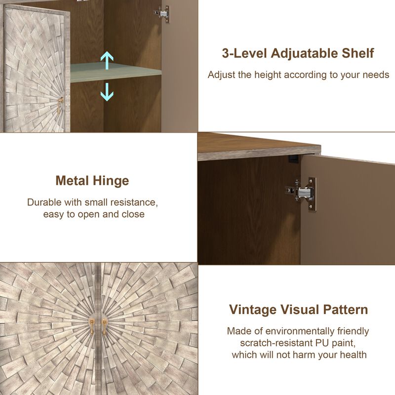 MONDAWE Kitchen Sideboard Buffet Table, Modern Sideboard Storage Cabinet with 2 Doors, Console Cupboard, Bookmatch Buffet for Living Room Entryway image number 6