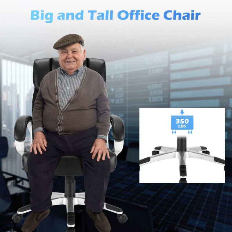 Hivvago Big and Tall Adjustable High Back Leather Executive Computer Desk Chair