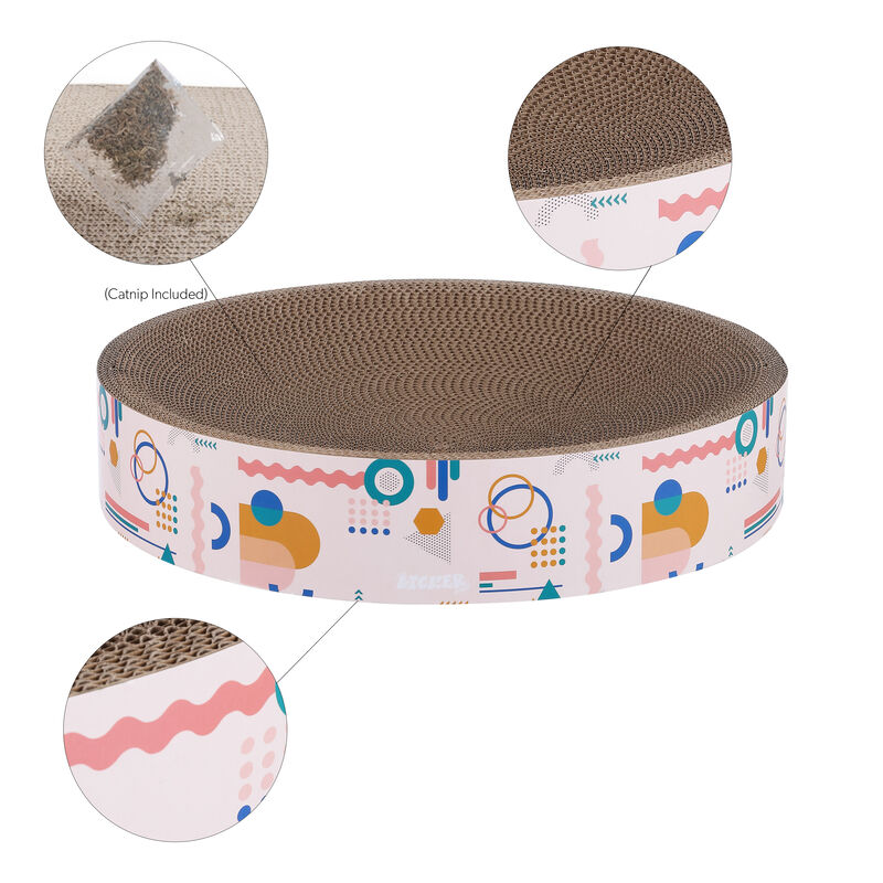 Nelson Modern Cardboard Round Bowl Cat Scratcher with Catnip