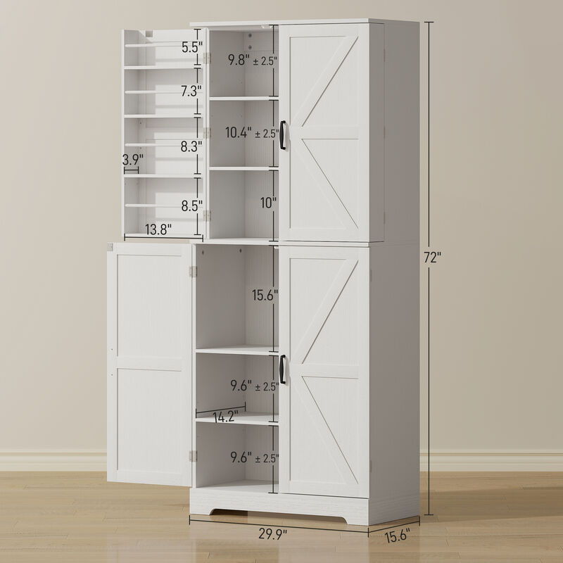 Hivvago Tall Pantry Cabinet with Adjustable and Door Shelves image number 2