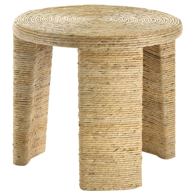 Plethoria Home Natural Woven Rattan Round End Table