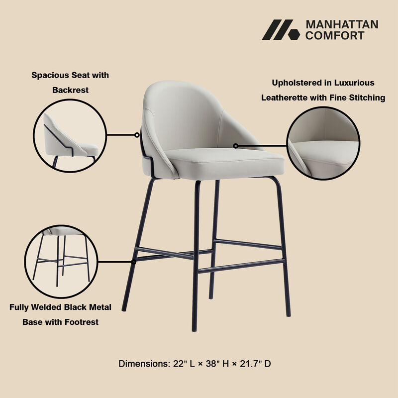 Gracie Counter Stool in Gray and Black