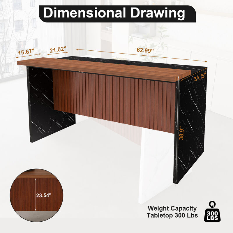 Sikwar Modern Marble-Look Surface Kitchen Island image number 9
