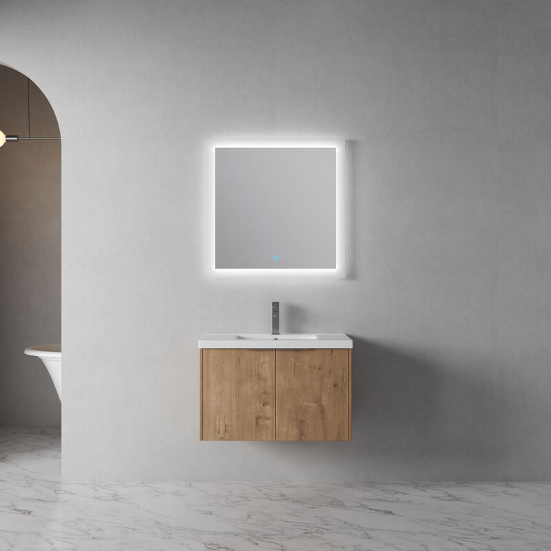 ELEMENT ACE Soft Close Doors Floating Bathroom Vanity With Resin Sink For Modern Bathroom Storage image number 3