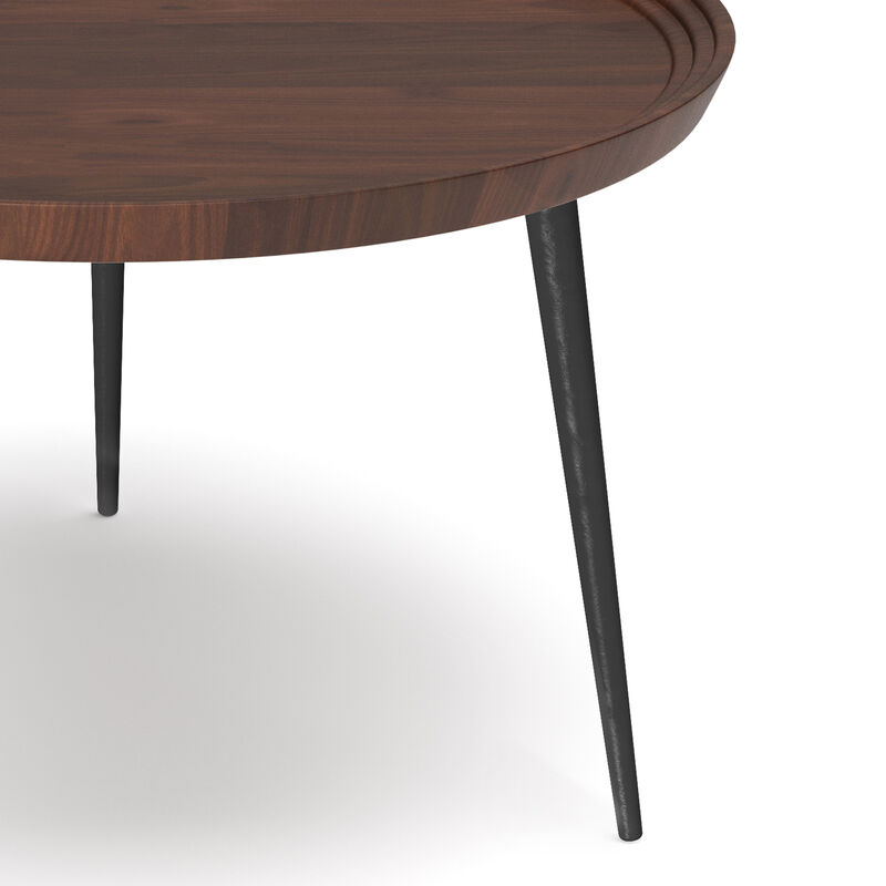 Clairmont SOLID ACACIA WOOD 30 inch Wide Round Modern Industrial Coffee Table in Cognac