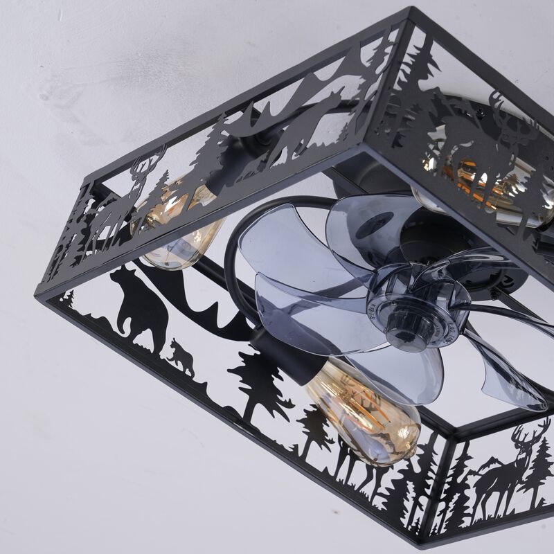 Square Flush Mount Bladeless Caged Ceiling Fan image number 9