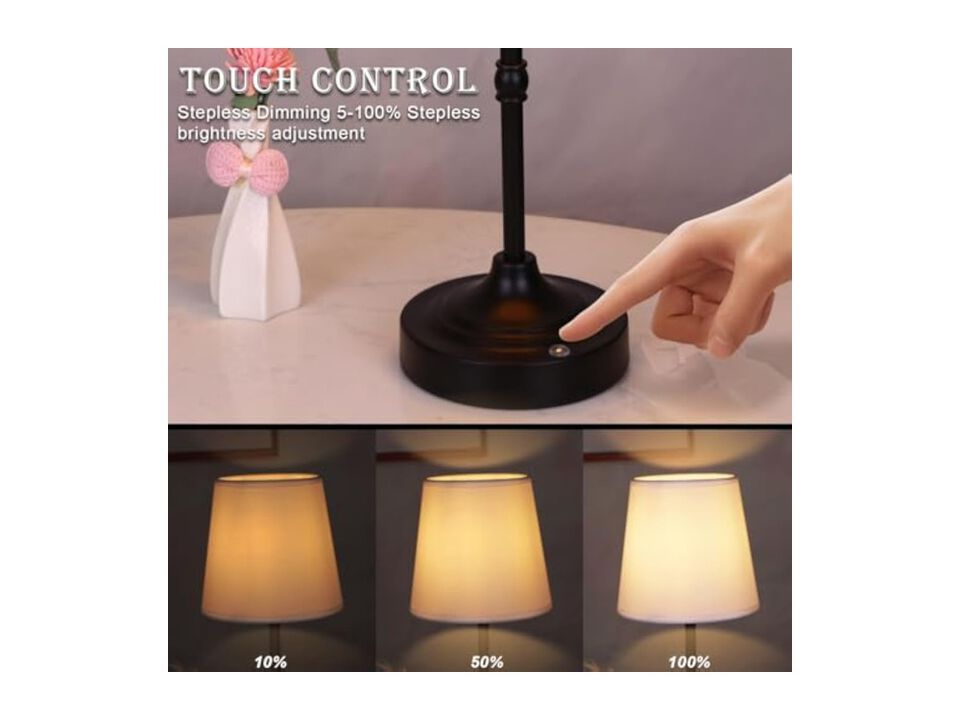Rechargeable Cordless Dimmable Table Lamp For Bedroom Office Bedside Black