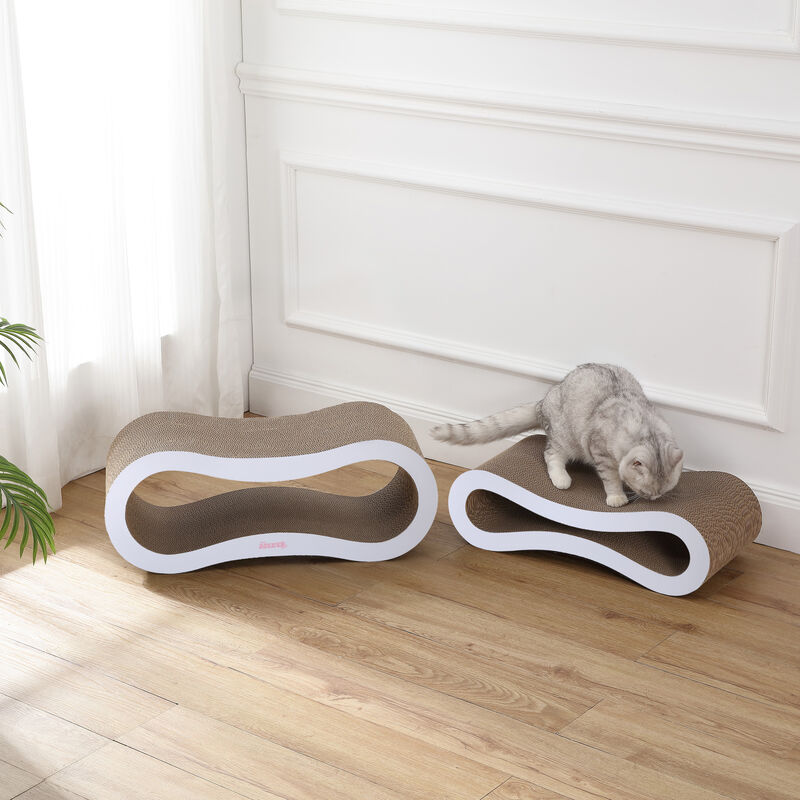 Suvi Modern Cardboard Infinity 2-in-1 Lounge Bed Cat Scratcher with Catnip