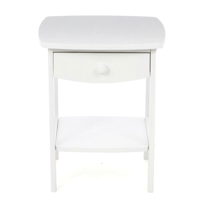 QuikFurn White Wood Contemporary 1-Drawer Bedside Table Nightstand