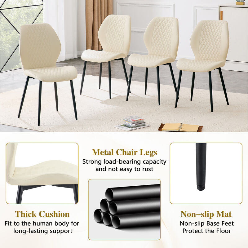 Whisen 4-Pack PU Leather Dining Chairs with Metal Legs, Light Luxury Upholstered Accent Chairs for Dining Room, Office, Study image number 6