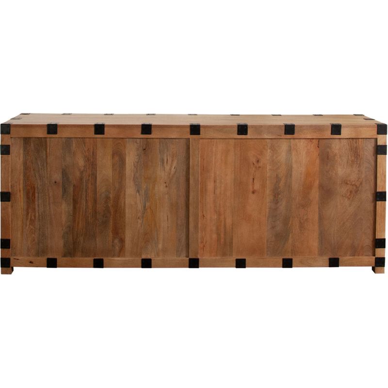 Ozy Sideboard Buffet Cabinet w 4 Doors, 76 Inch Oak Brown Mango Wood