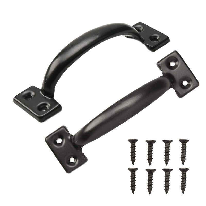 TamBee 2PCS 6-1/2 Inch Pulls Black Door Pull Handle Metal Kitchen Cabinets Furniture Wardrobe Medicine Handle in Black Door Hard