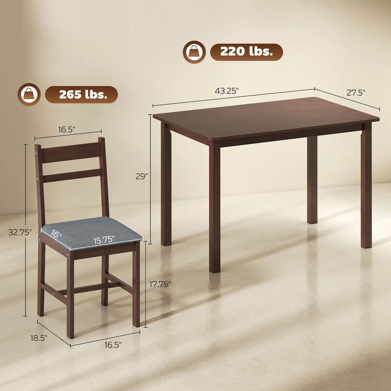 Hivvago Solid Wood Dining Table Set with Upholstered Chairs image number 2