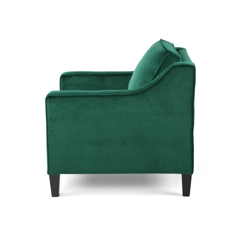 HomeRoots 31" Blue And Black Velvet And Wood Club Chair image number 4