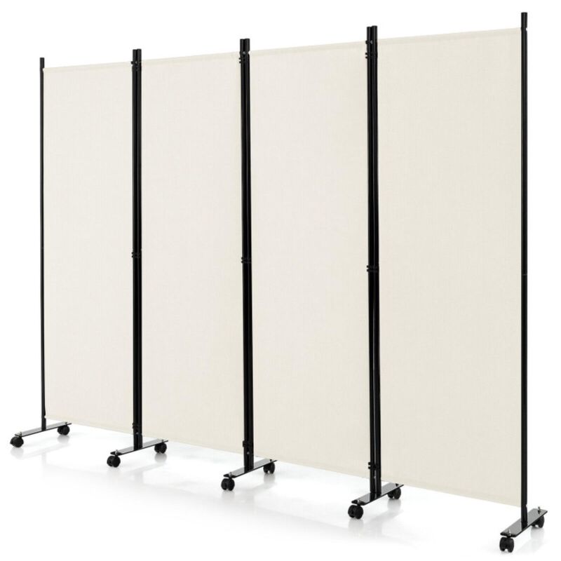 Hivvago 4-Panel Folding Room Divider 6 Feet Rolling Privacy Screen with Lockable Wheels image number 0