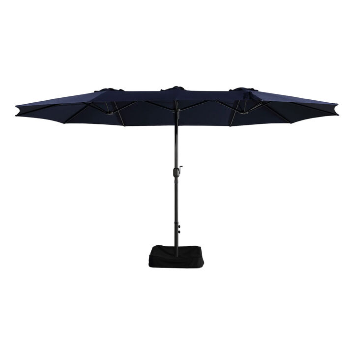 MONDAWE 15ft Rectangular Double-Sided Outdoor Patio Market Umbrella Coffee