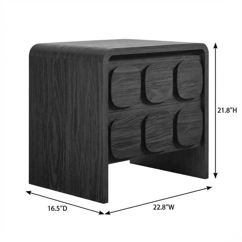 Gray Wood Nightstand with 2 Drawers and Modern Design image number 1