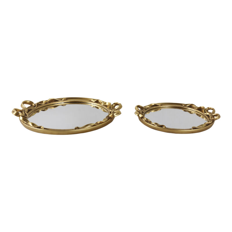 S/2 12/16" Coquette Bow Trays, Gold image number 0