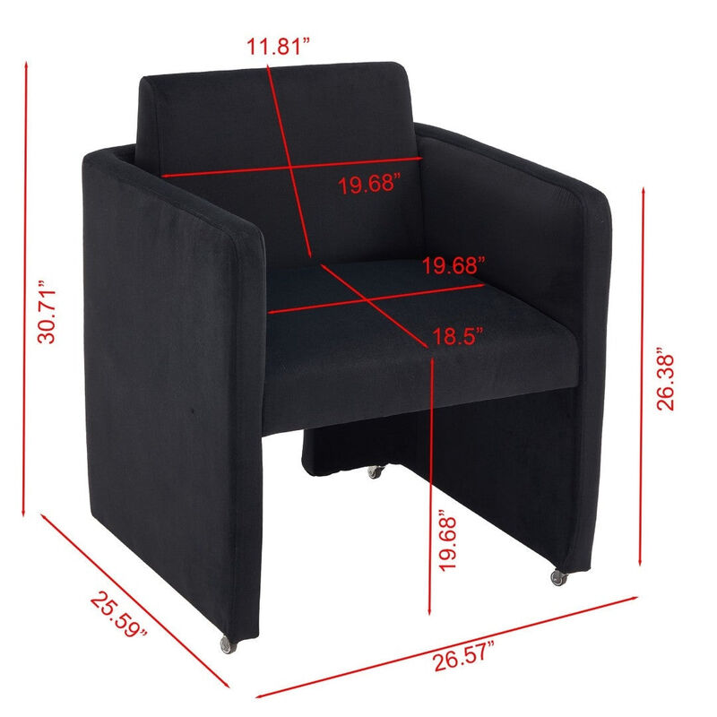 Envelor Modern Velvet Upholstered Barrel Accent Chair with Solid Wood Legs image number 2
