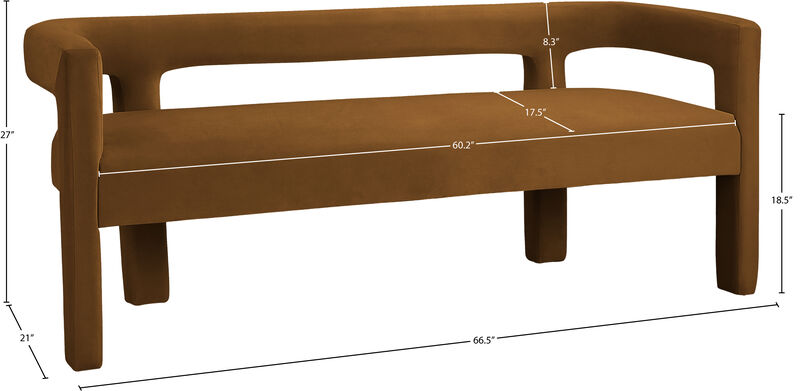 Meridian Furniture Athena Saddle Velvet Bench image number 5