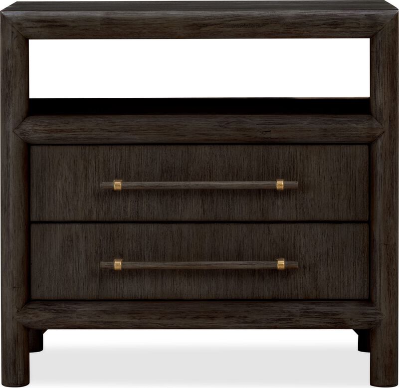 Dorsey Two Drawer USB-charging Nightstand in Basalt Grey