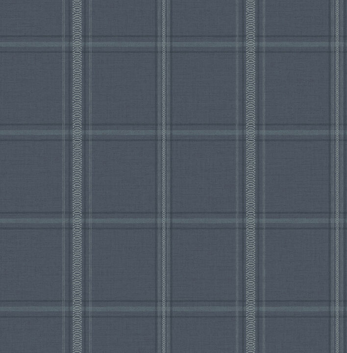 Auberge Dark Blue Plaid Wallpaper (Set of 2)