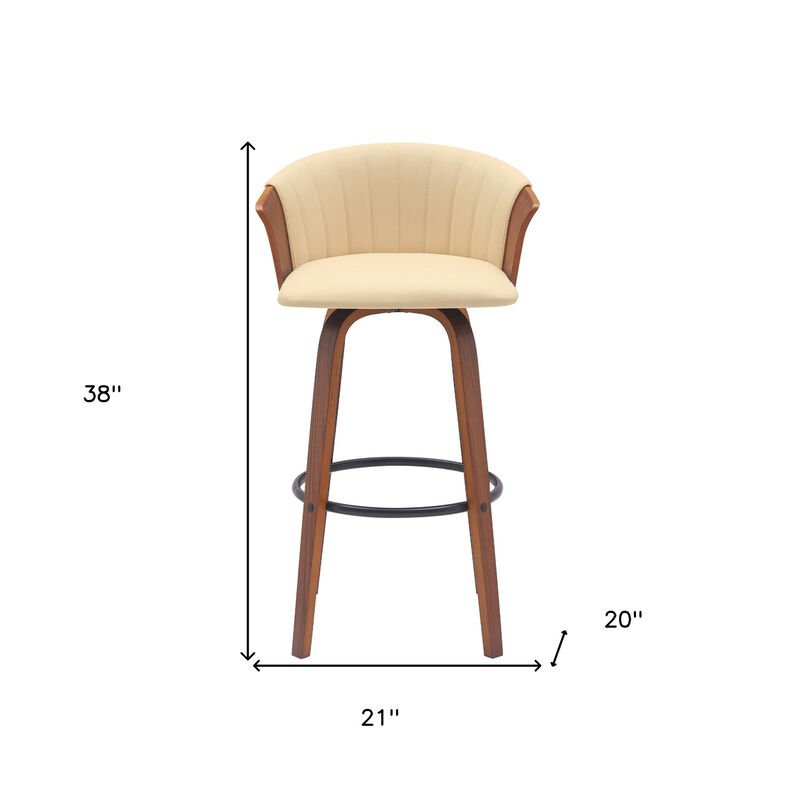 HomeRoots Faux Leather Cafe-Style Counter Stool with Armrests and Wood Base image number 6