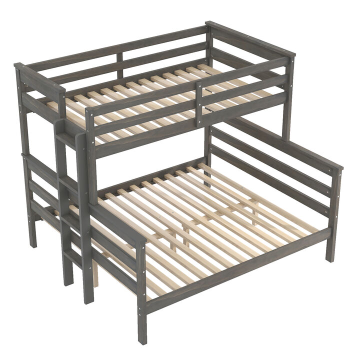 Merax Twin XL over Queen Solid Wood Bunk Bed with Ladder