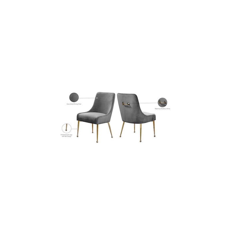 Meridian Furniture Owen Grey Velvet Dining Chair, Set of 2