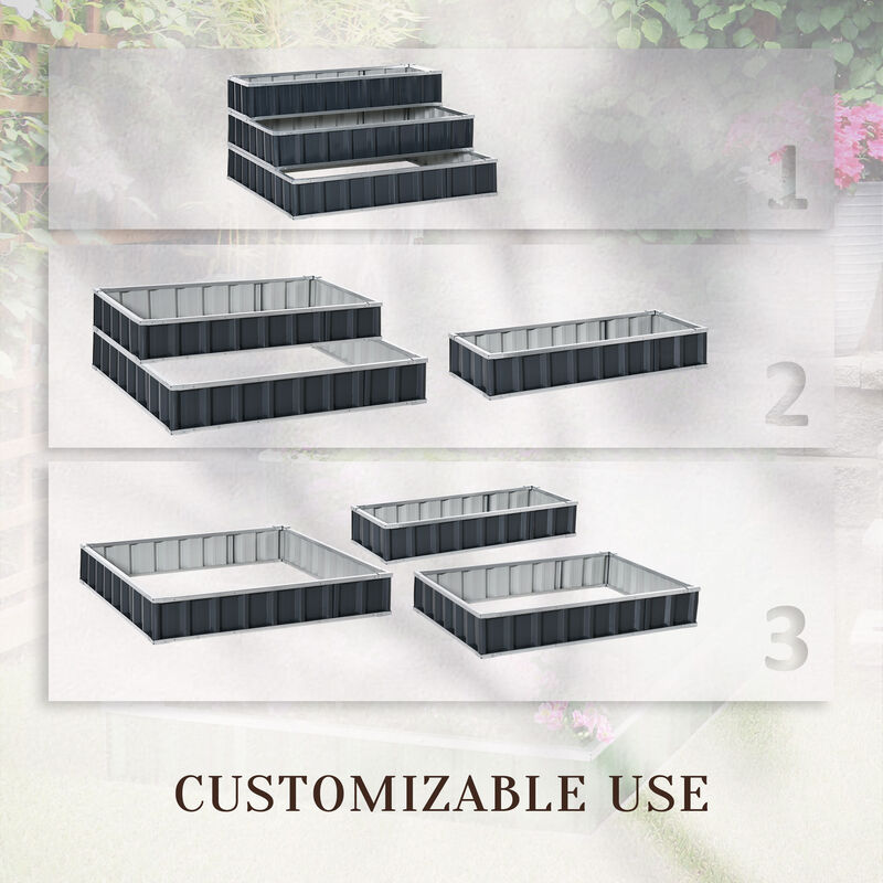 Outsunny 3 Tier Raised Garden Bed Color Steel Raised Garden Bed w/ Pair of Glove 47''x 47''x 25'' for Backyard, Patio to Grow Vegetables, Herbs, and Flowers, Grey