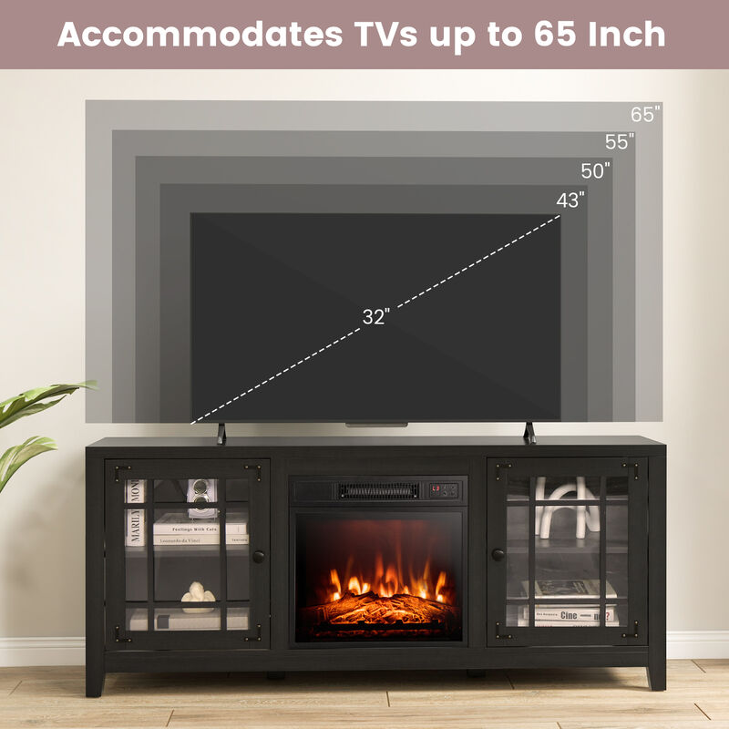 Fireplace TV Stand with Adjustable Shelves for TVs