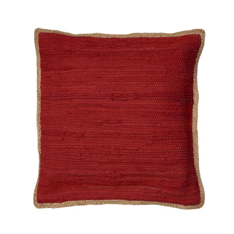 HomeRoots Set of Two 20" Red Cotton And Jute Throw Pillows with Texture image number 2