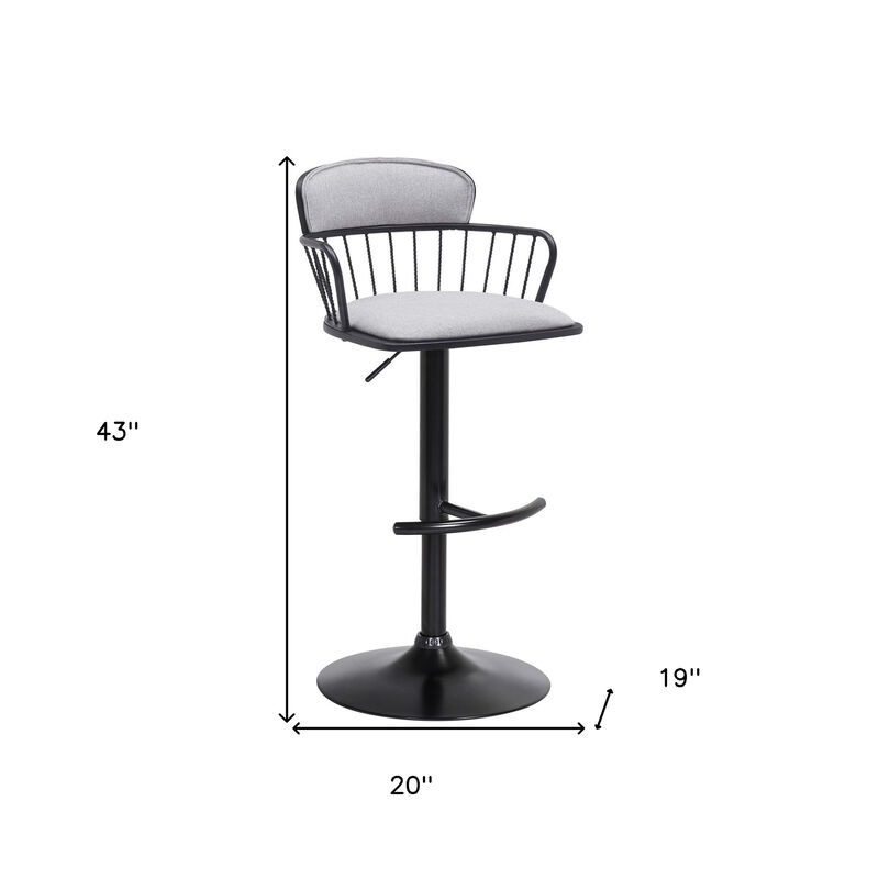 HomeRoots Fabric and Metal Adjustable-Height Swivel Bar Stool with Low Back image number 6