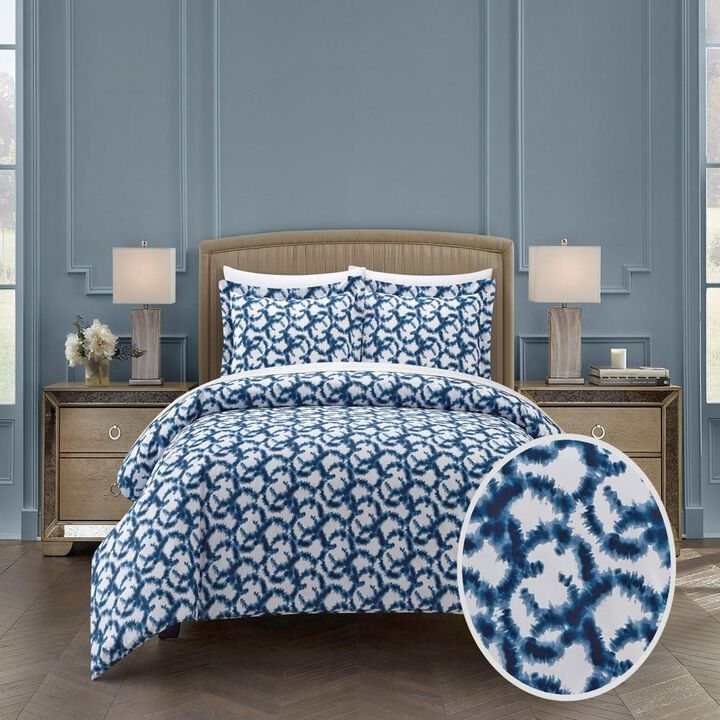 Chic Home Chrisley Duvet Cover Set Contemporary Watercolor Overlapping Rings Pattern Print Design Bedding - Pillow Shams Included - 3 Piece - King 104x90", Navy