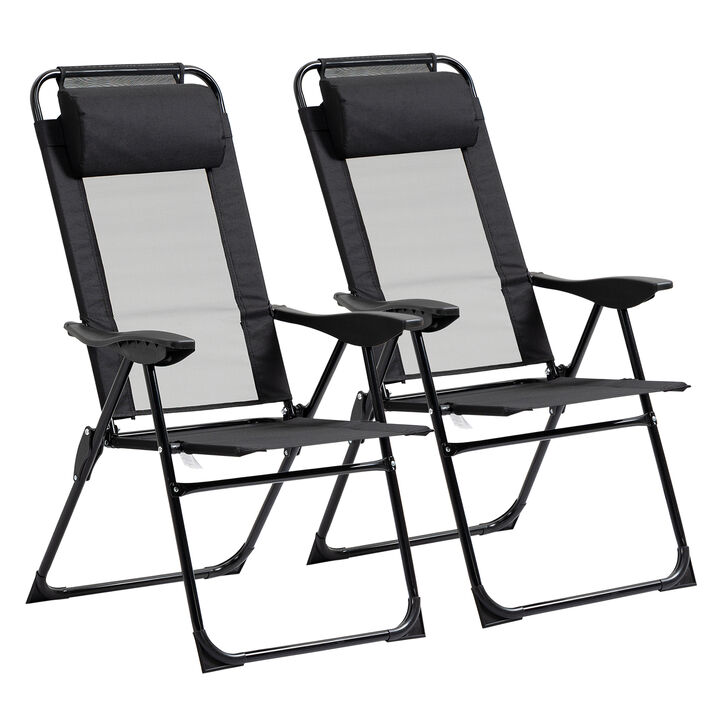 Hivvago Outdoor Folding Dining Chairs with Removable Headrest - Set of 2
