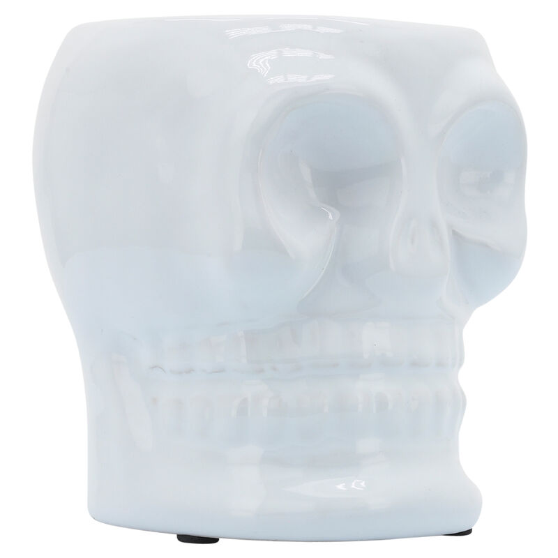 Cer, 5" Skull Vase, White image number 2