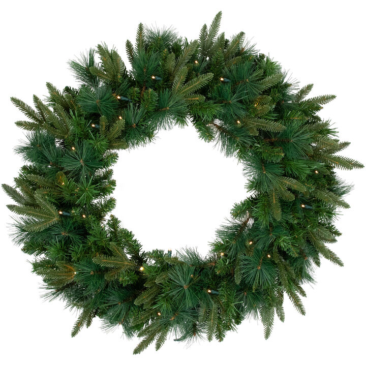 Pre-Lit Green Mixed Rosemary Emerald Angel Pine Artificial Christmas Wreath - 30-Inch  Clear Lights