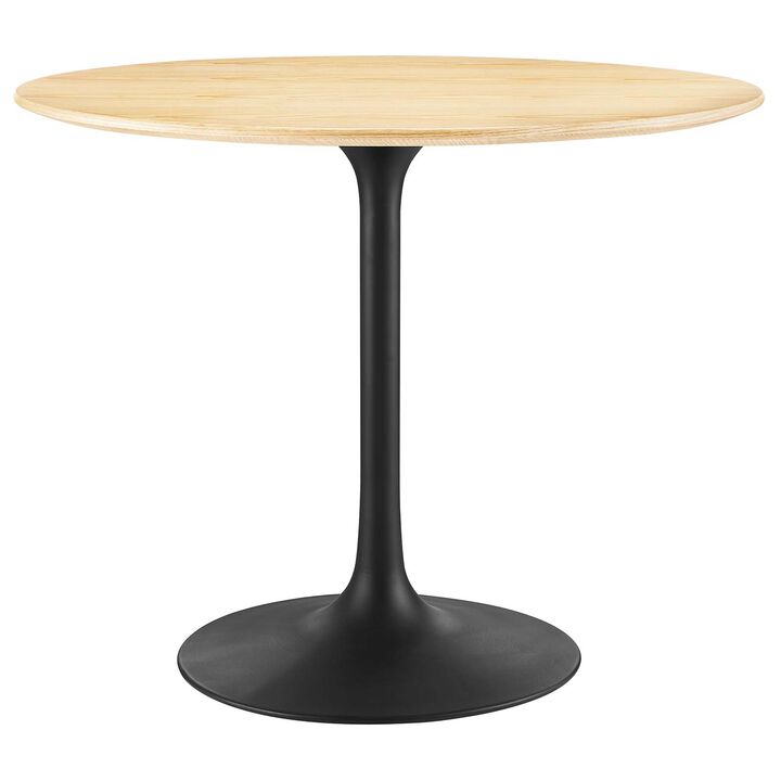 Modway - Lippa 36" Round Wood Grain Dining Table Black Natural