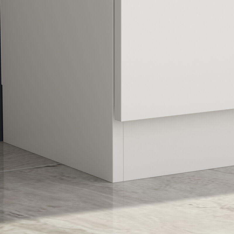 FUFU&GAGA White Storage Cabinet with Glass Doors & Open Shelf, 25mm+15mm+12mm PB Board Construction, Modern Multi-Functional Wardrobe (47.2 x 12.2 x 87.8 in)