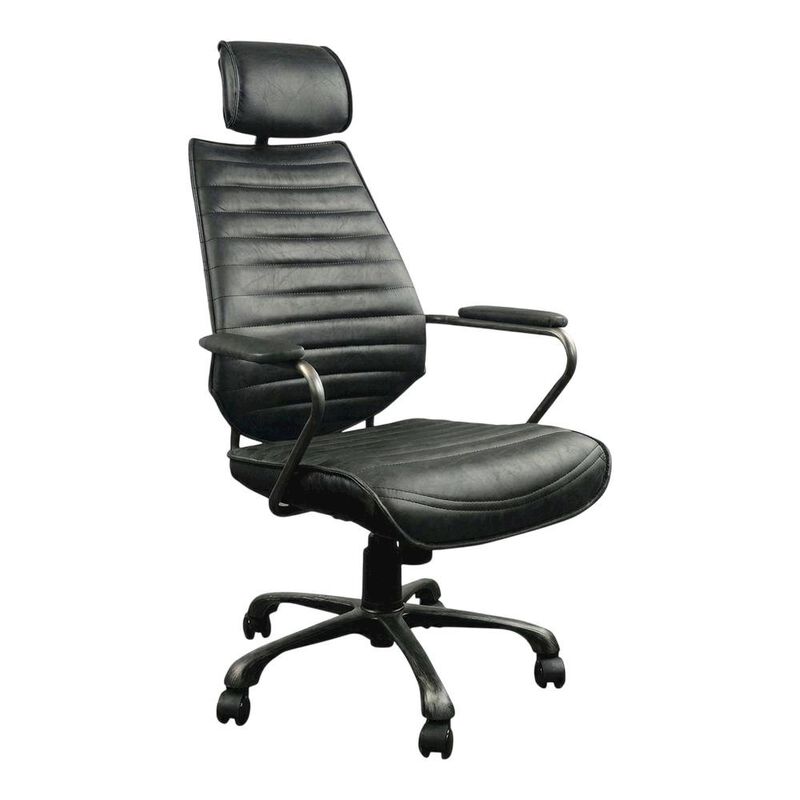 Bison Office Leather Upholstered Executive Office Chair, Industrial Swivel Desk Chair image number 2