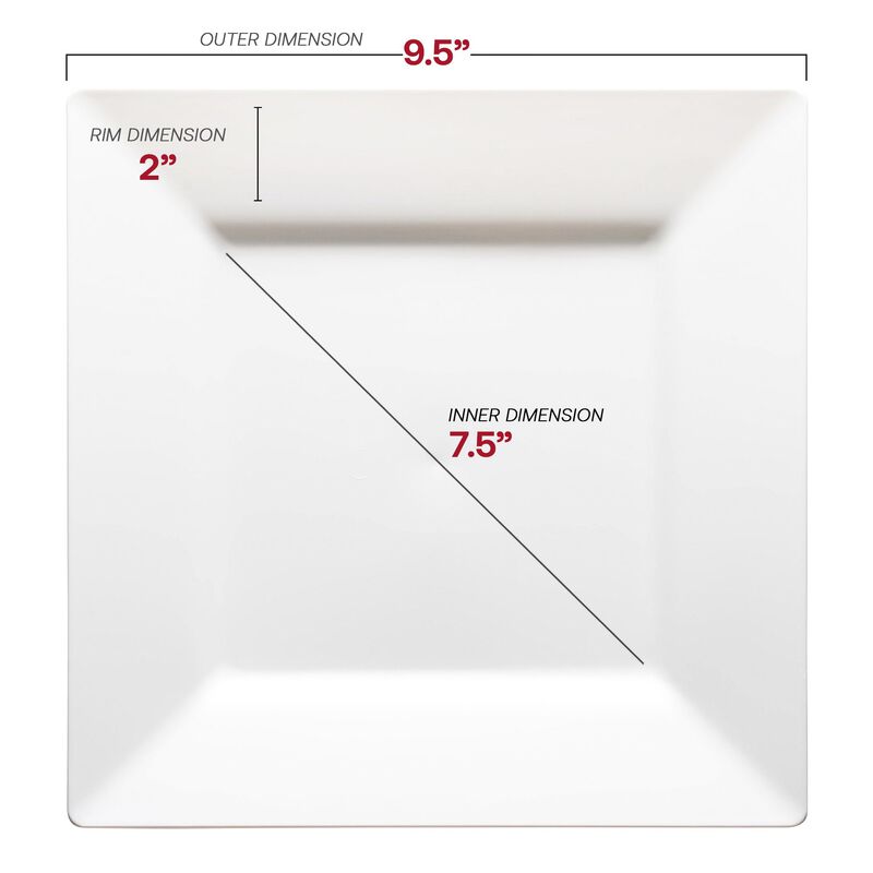 White Square Plastic Plates Dinnerware Value Set (40 Sets) image number 2