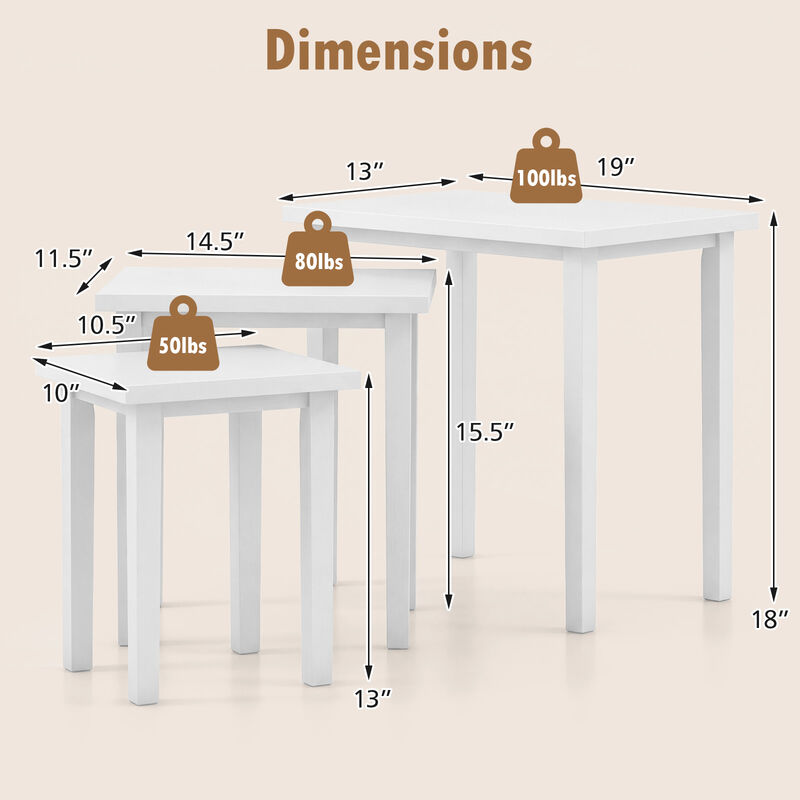 Living Room 3-Piece Farmhouse Rectangular Side Table Set image number 2