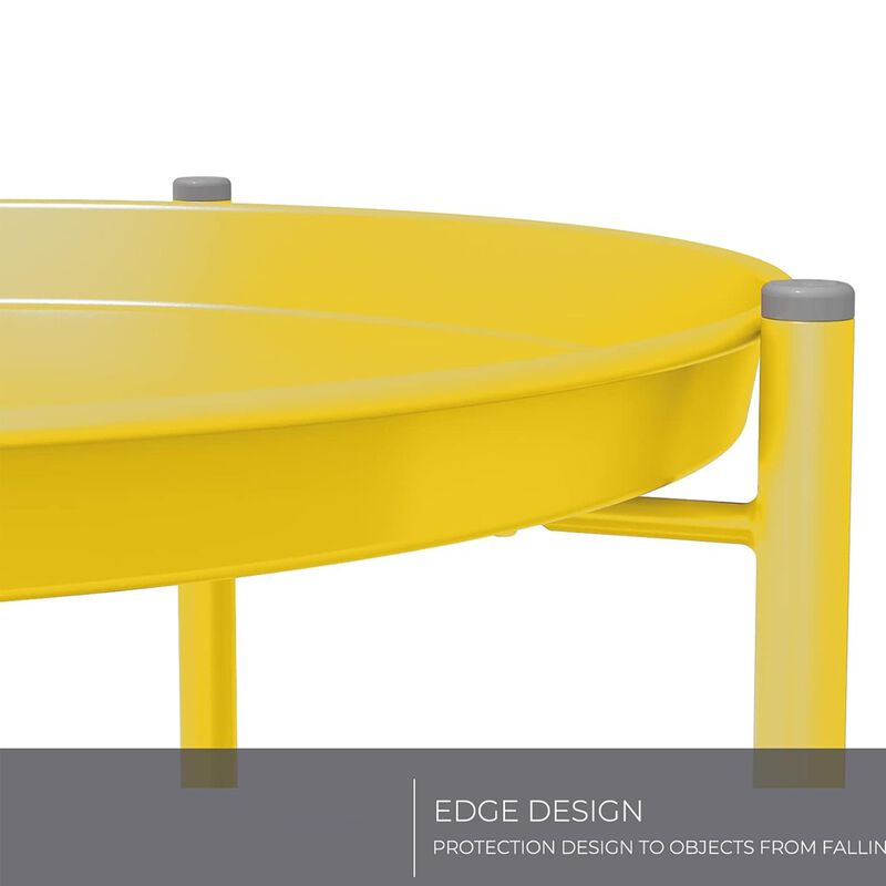 Mondawe Outdoor 2-Tier All-Iron Side Table w/ Powder-Coated Steel Trays, Rust-Resistant Frame