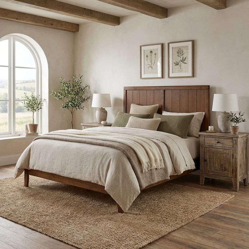 Wood Full Headboard with Solid Construction and Easy Wall Mount Design image number 2
