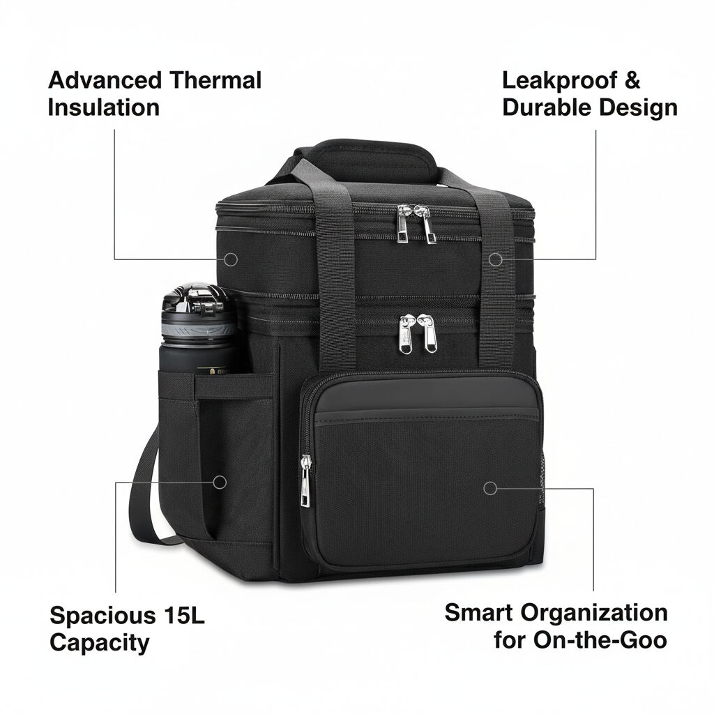 AKSZRI 2-in-1 Expandable Cooler Bag 15L Leakproof Insulated Tote
