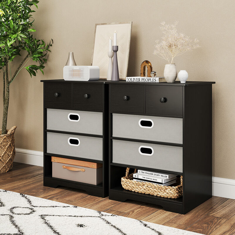 4-Drawer Storage Dresser with Open Shelving, Modern Chest Organizer image number 5