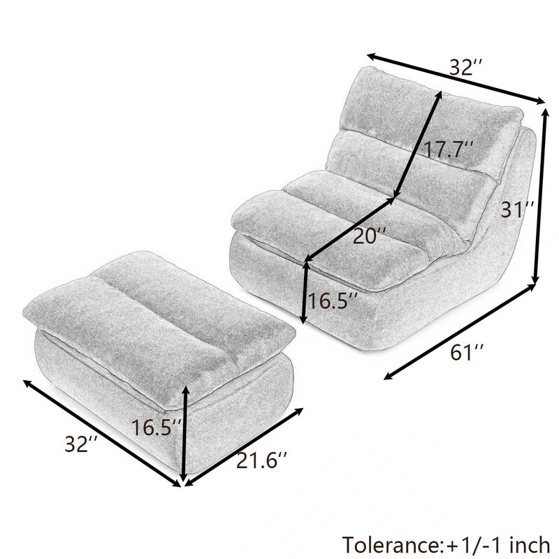 Merax Ergonomic Floor Lounge Sofa with Ottoman image number 4